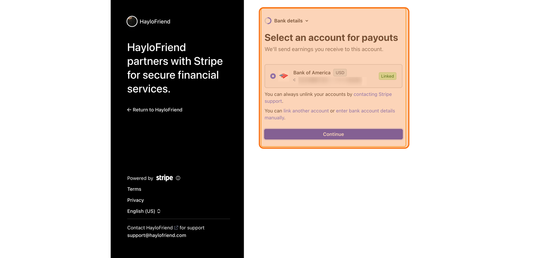 Stripe bank details review.
